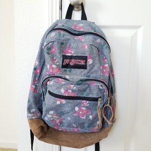 Jansport Floral Pink and Gray Backpack